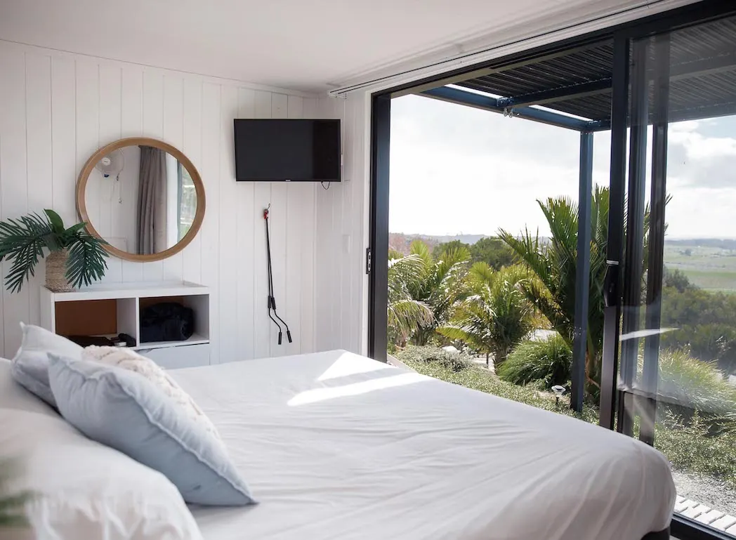 Eco pod bed with ocean view
