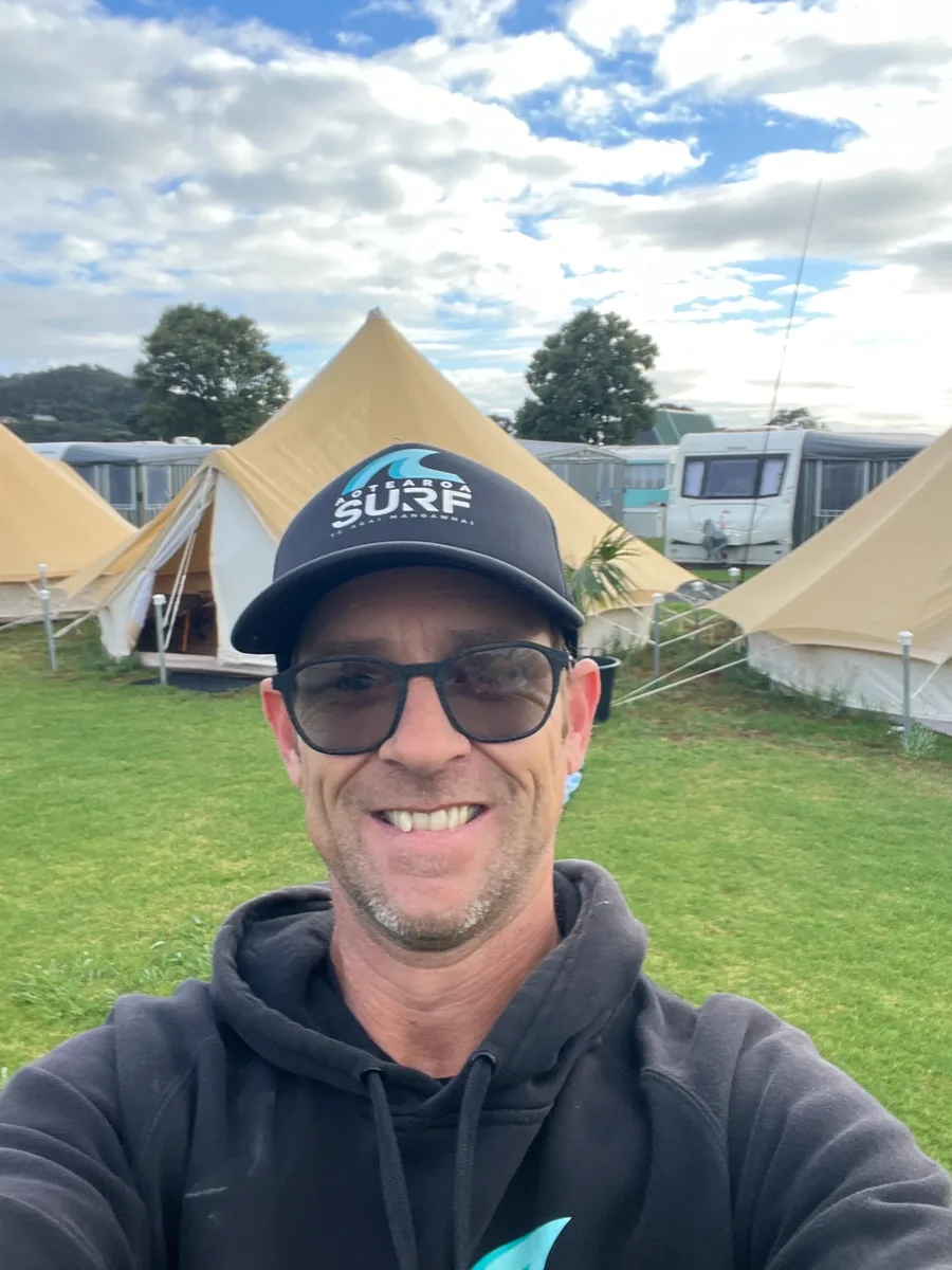 Joel Sutton, Maintenance Supervisor, at the Te Arai teepees