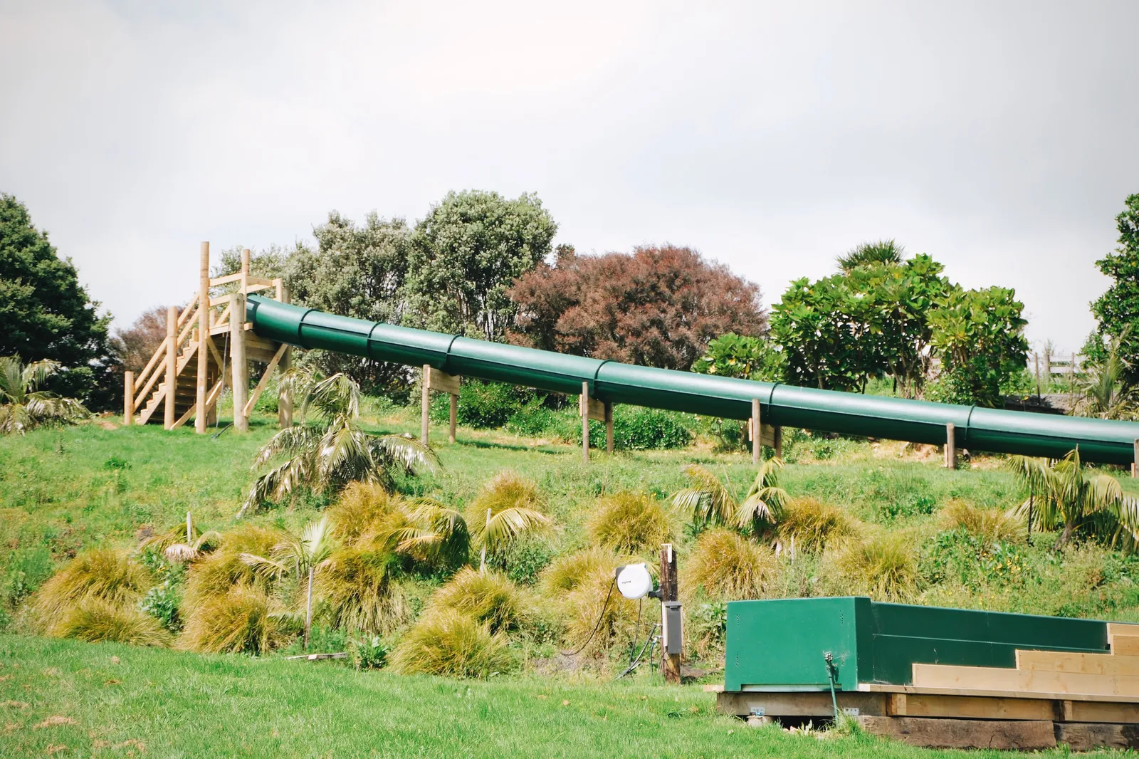 Water slide at the Te Arai family pods